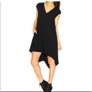 Rachel Roy Shift Dress Womens  Black Solid Pockets Sleeveless Plunge V Neck Sz M